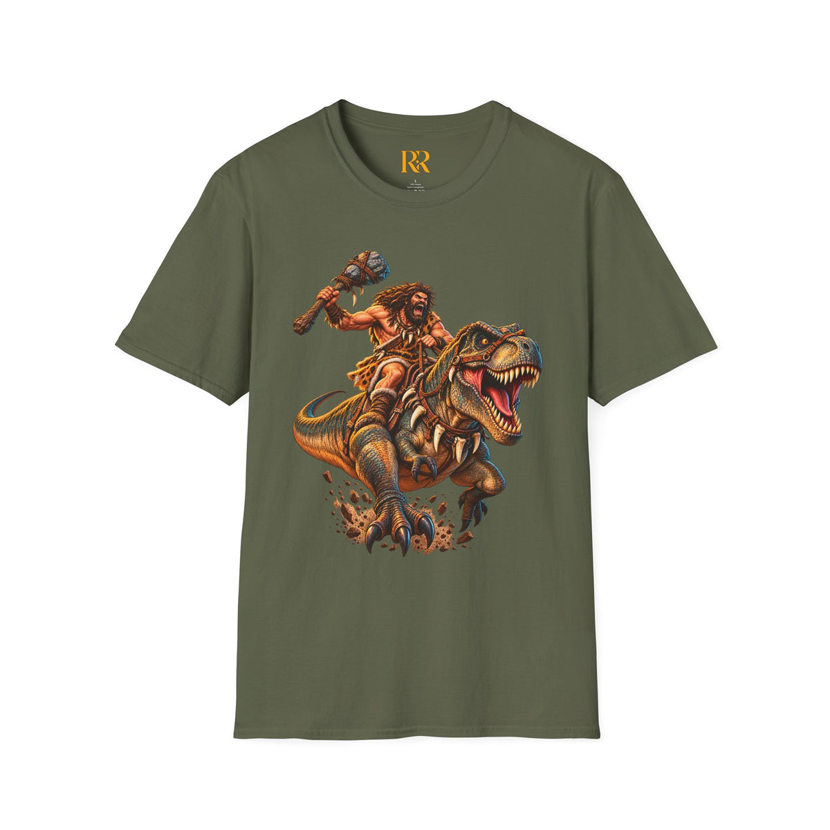 Caveman Riding T-Rex Dinosaur T-Shirt