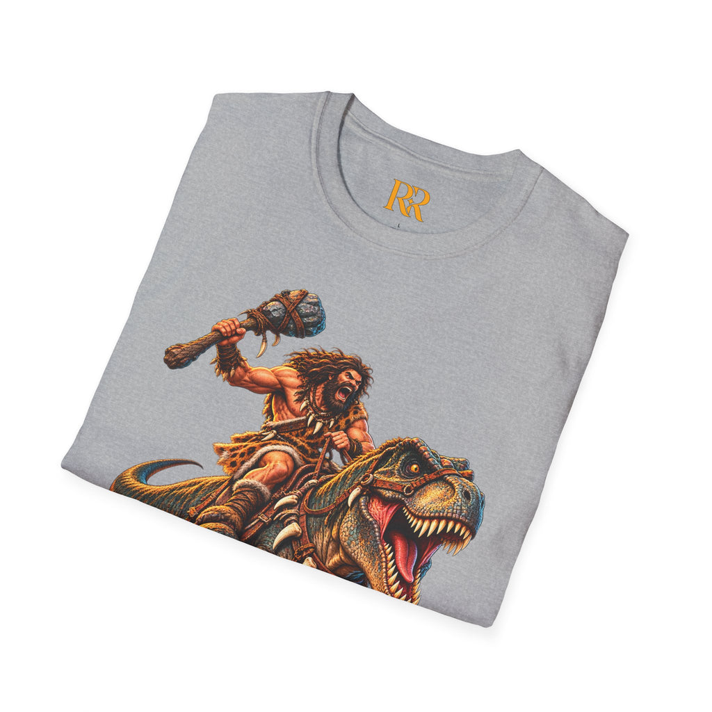 Caveman Riding T-Rex Dinosaur T-Shirt