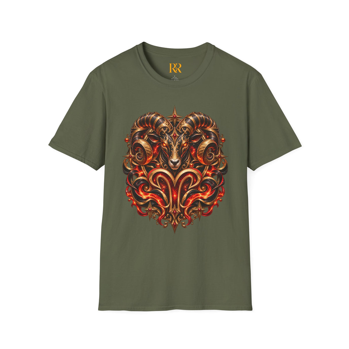 Aries Gothic Ram Skull T-Shirt – Dark Fantasy Zodiac Aries Design