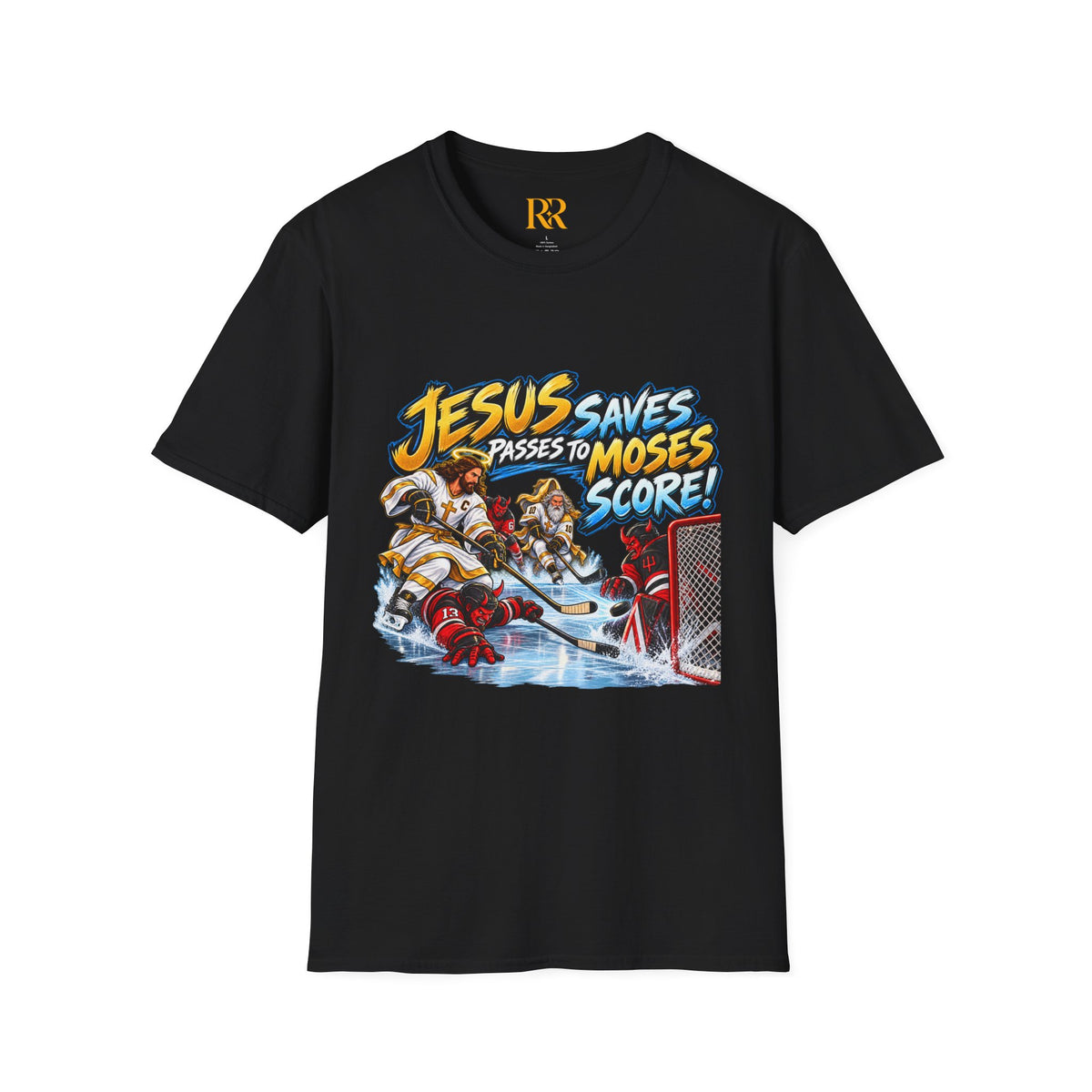 Jesus Saves, Passes to Moses, Scores Christian Hockey T-Shirt
