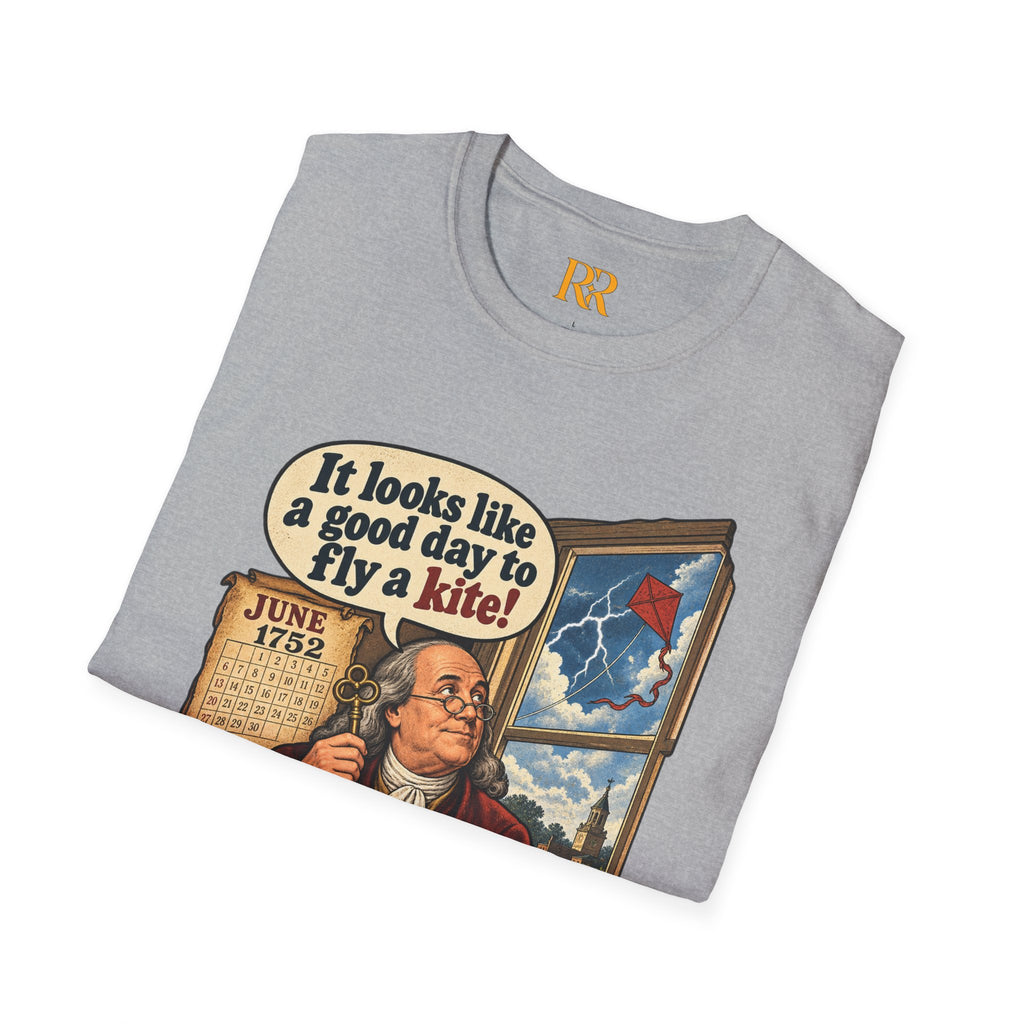 “It Looks Like a Good Day to Fly a Kite!” Benjamin Franklin Vintage T-Shirt