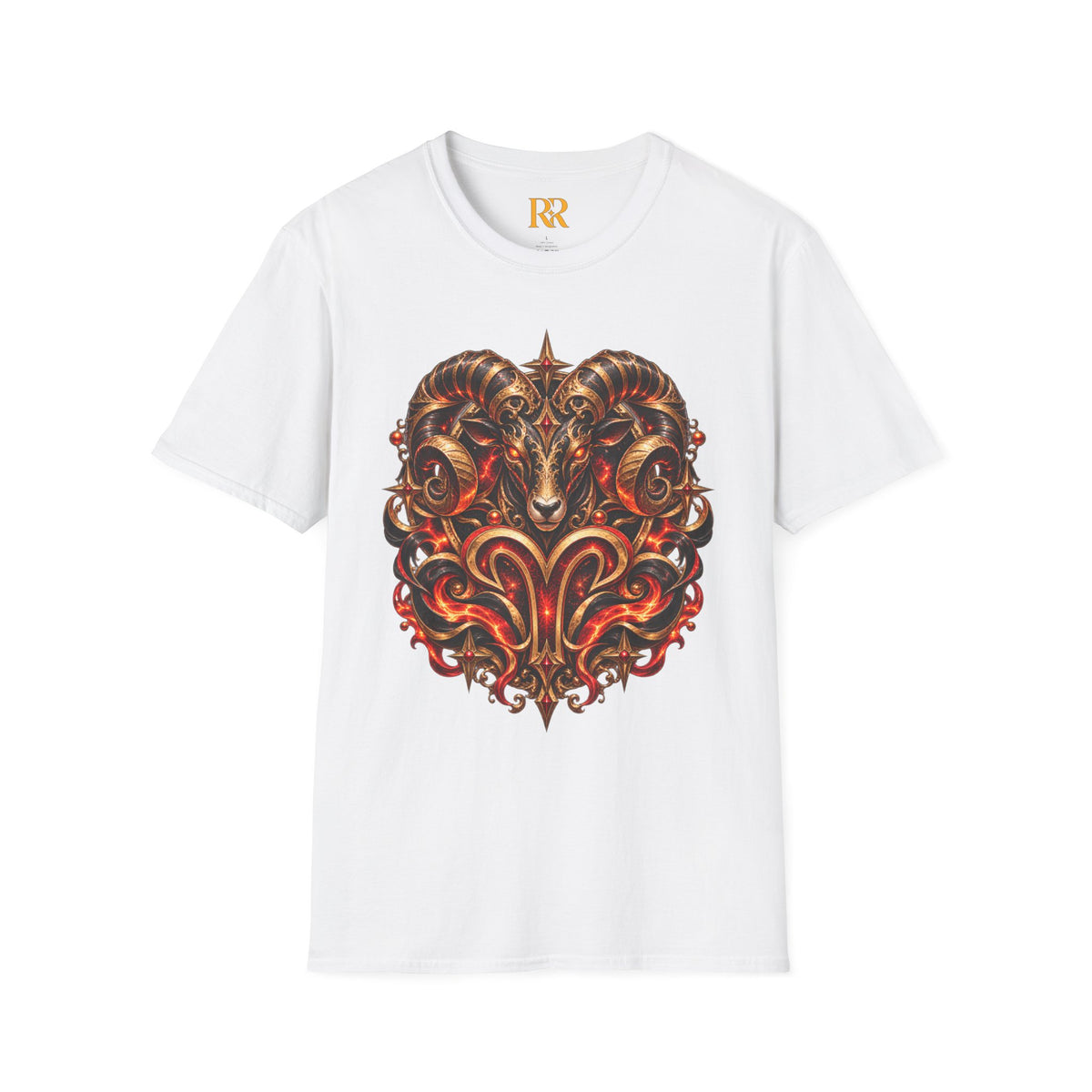 Aries Gothic Ram Skull T-Shirt – Dark Fantasy Zodiac Aries Design