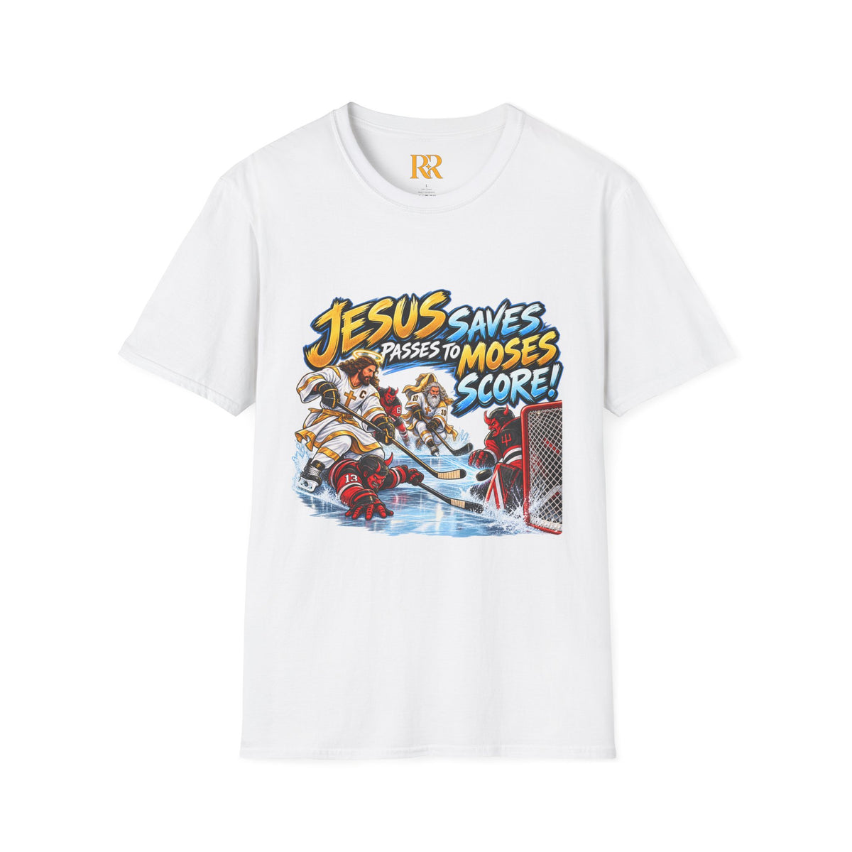 Jesus Saves, Passes to Moses, Scores Christian Hockey T-Shirt