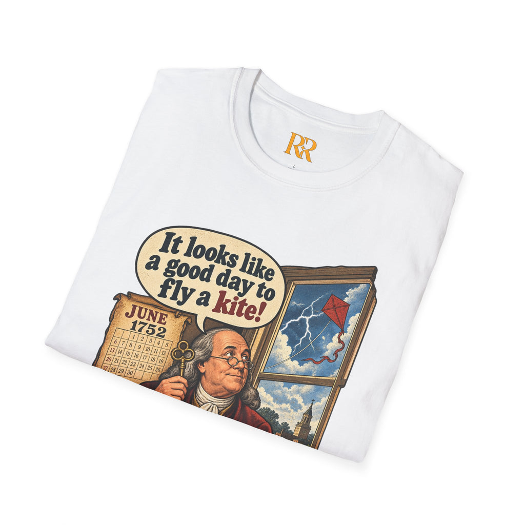 “It Looks Like a Good Day to Fly a Kite!” Benjamin Franklin Vintage T-Shirt