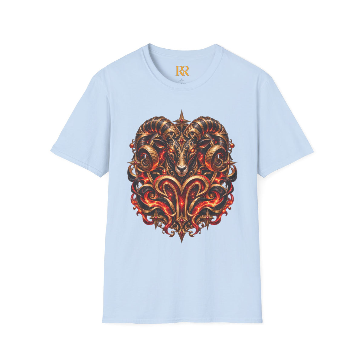 Aries Gothic Ram Skull T-Shirt – Dark Fantasy Zodiac Aries Design