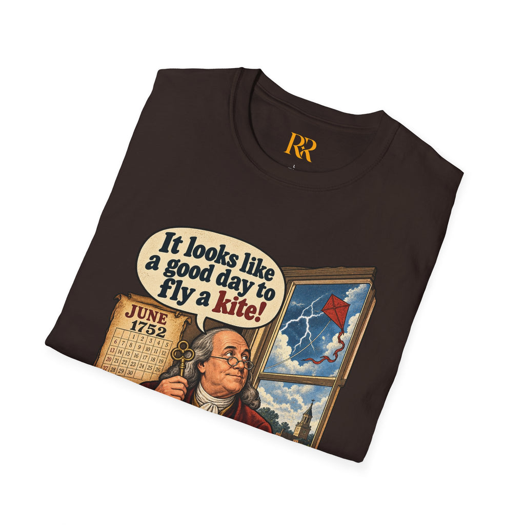 “It Looks Like a Good Day to Fly a Kite!” Benjamin Franklin Vintage T-Shirt