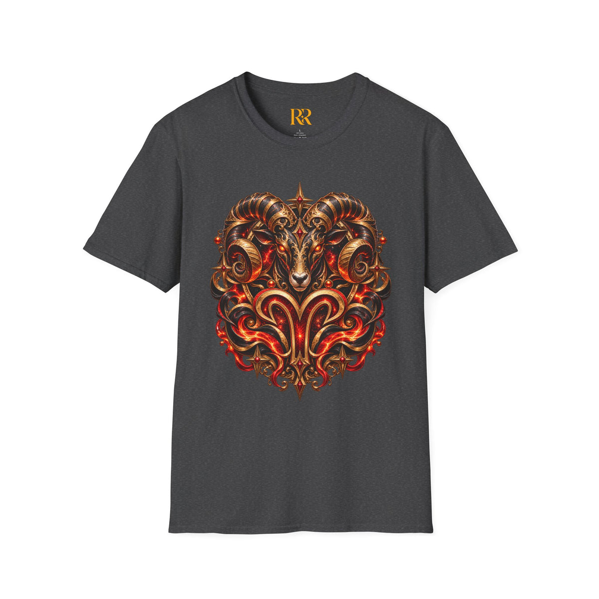 Aries Gothic Ram Skull T-Shirt – Dark Fantasy Zodiac Aries Design