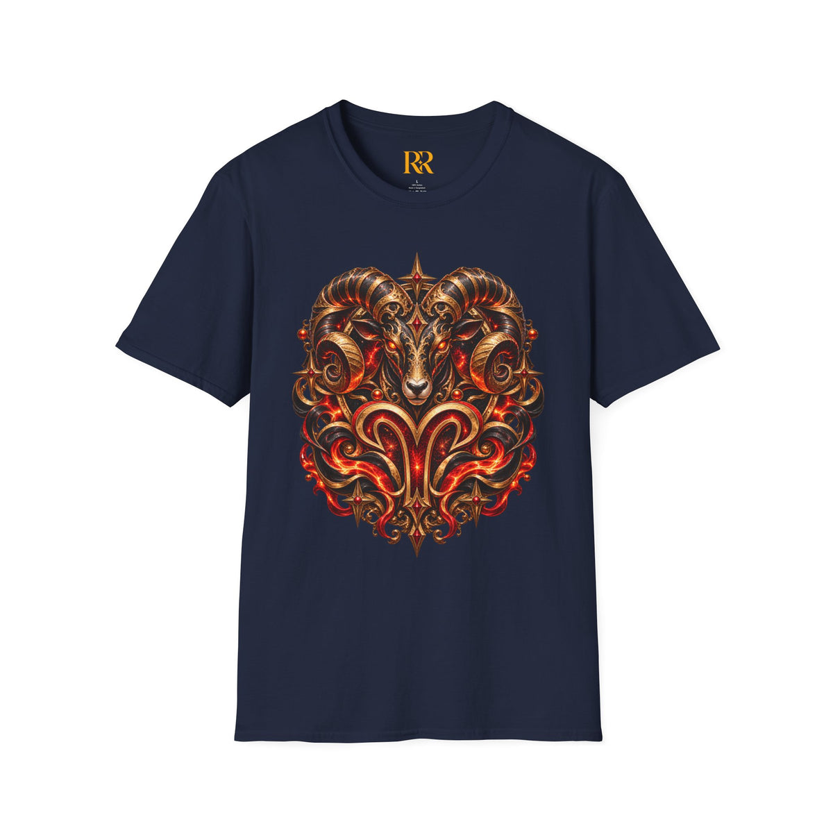 Aries Gothic Ram Skull T-Shirt – Dark Fantasy Zodiac Aries Design