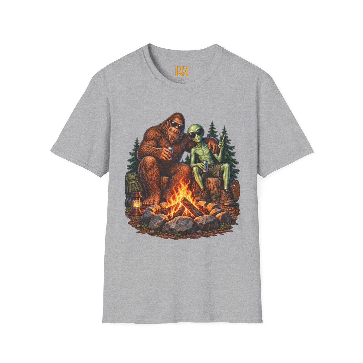 Bigfoot Camping Around the Campfire T-Shirt