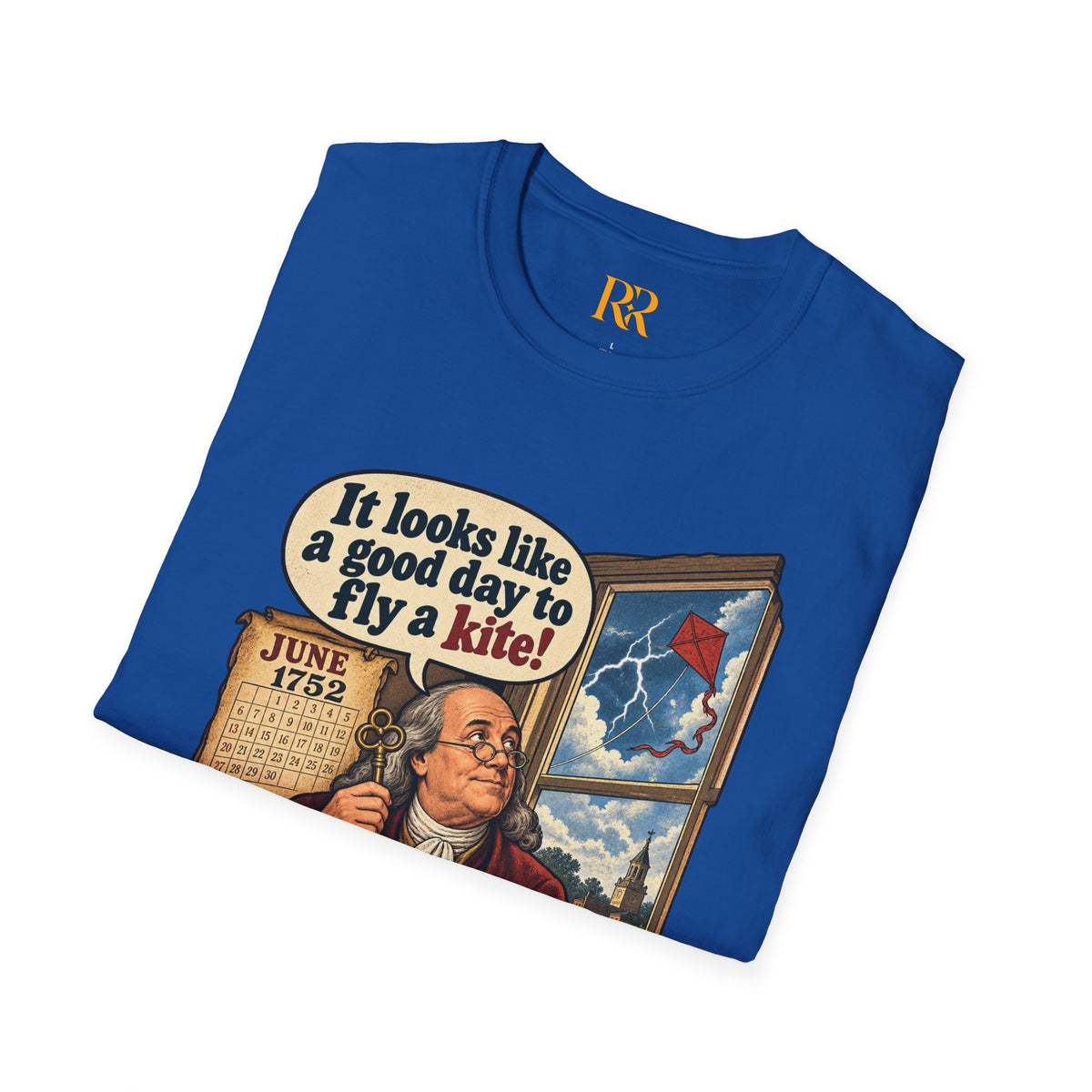“It Looks Like a Good Day to Fly a Kite!” Benjamin Franklin Vintage T-Shirt