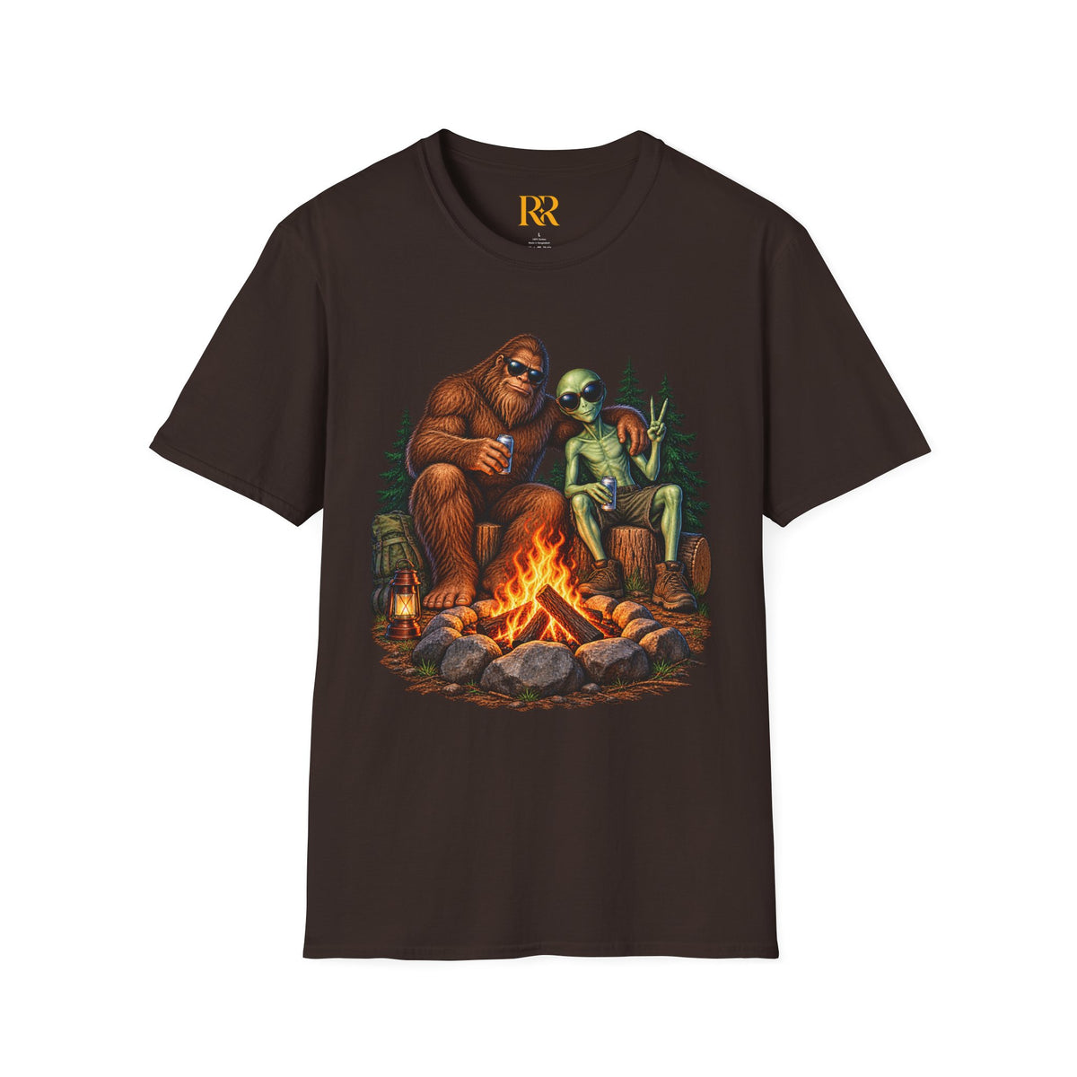 Bigfoot Camping Around the Campfire T-Shirt