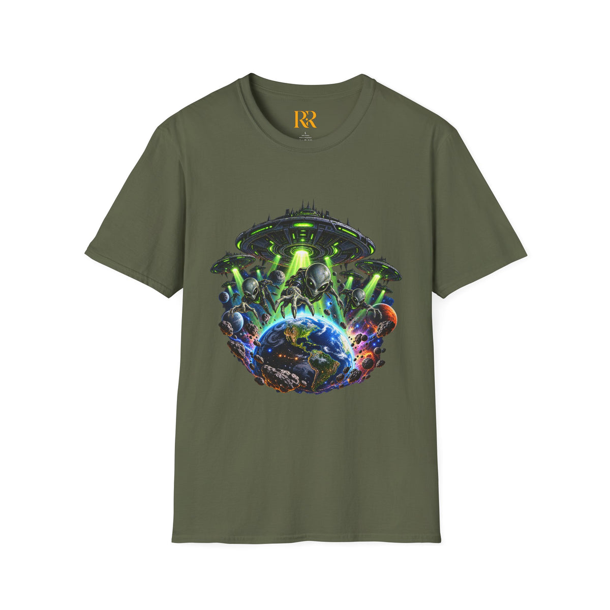 Cosmic Alien UFO Graphic T-Shirt