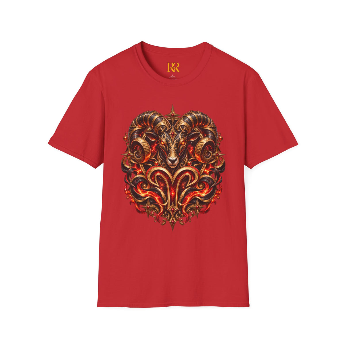 Aries Gothic Ram Skull T-Shirt – Dark Fantasy Zodiac Aries Design