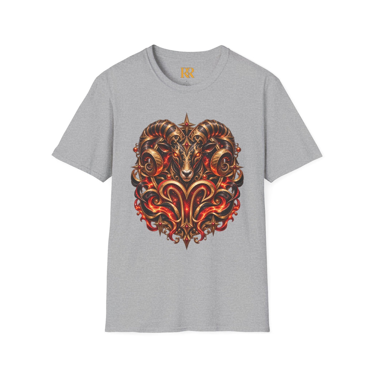 Aries Gothic Ram Skull T-Shirt – Dark Fantasy Zodiac Aries Design