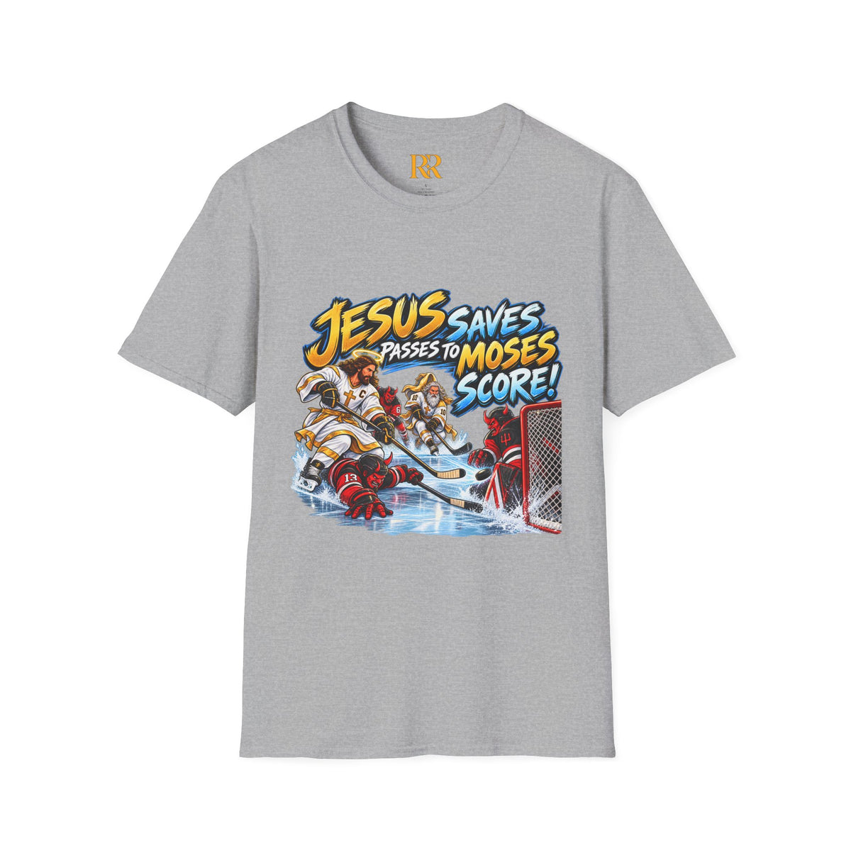 Jesus Saves, Passes to Moses, Scores Christian Hockey T-Shirt