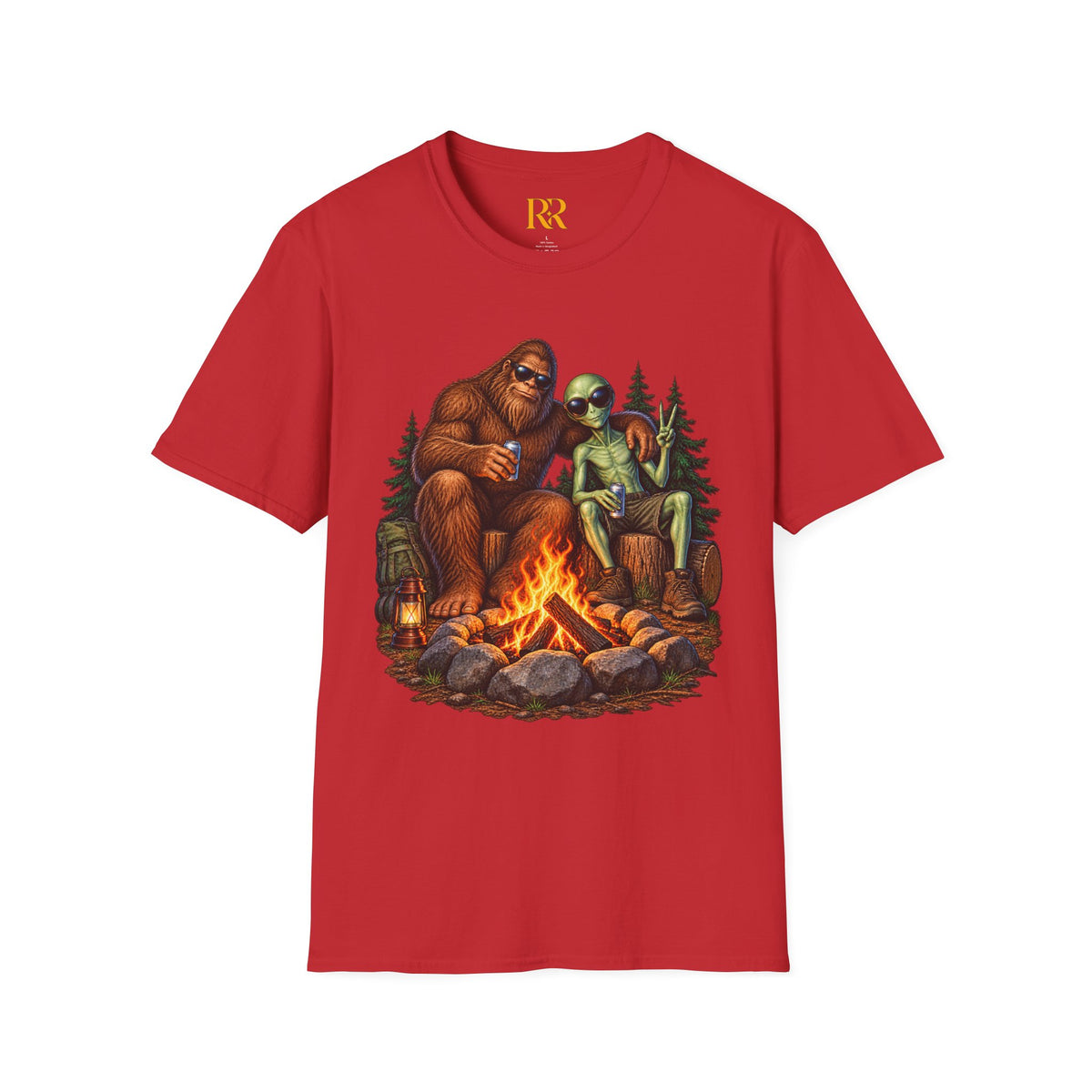 Bigfoot Camping Around the Campfire T-Shirt