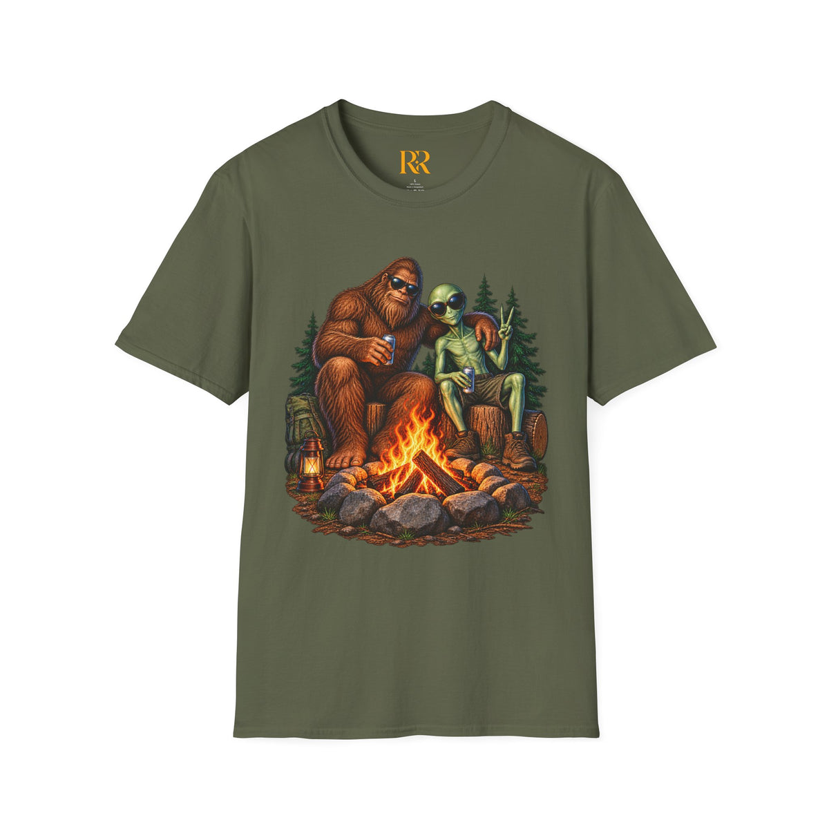 Bigfoot Camping Around the Campfire T-Shirt