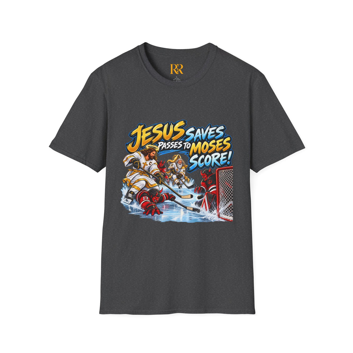 Jesus Saves, Passes to Moses, Scores Christian Hockey T-Shirt