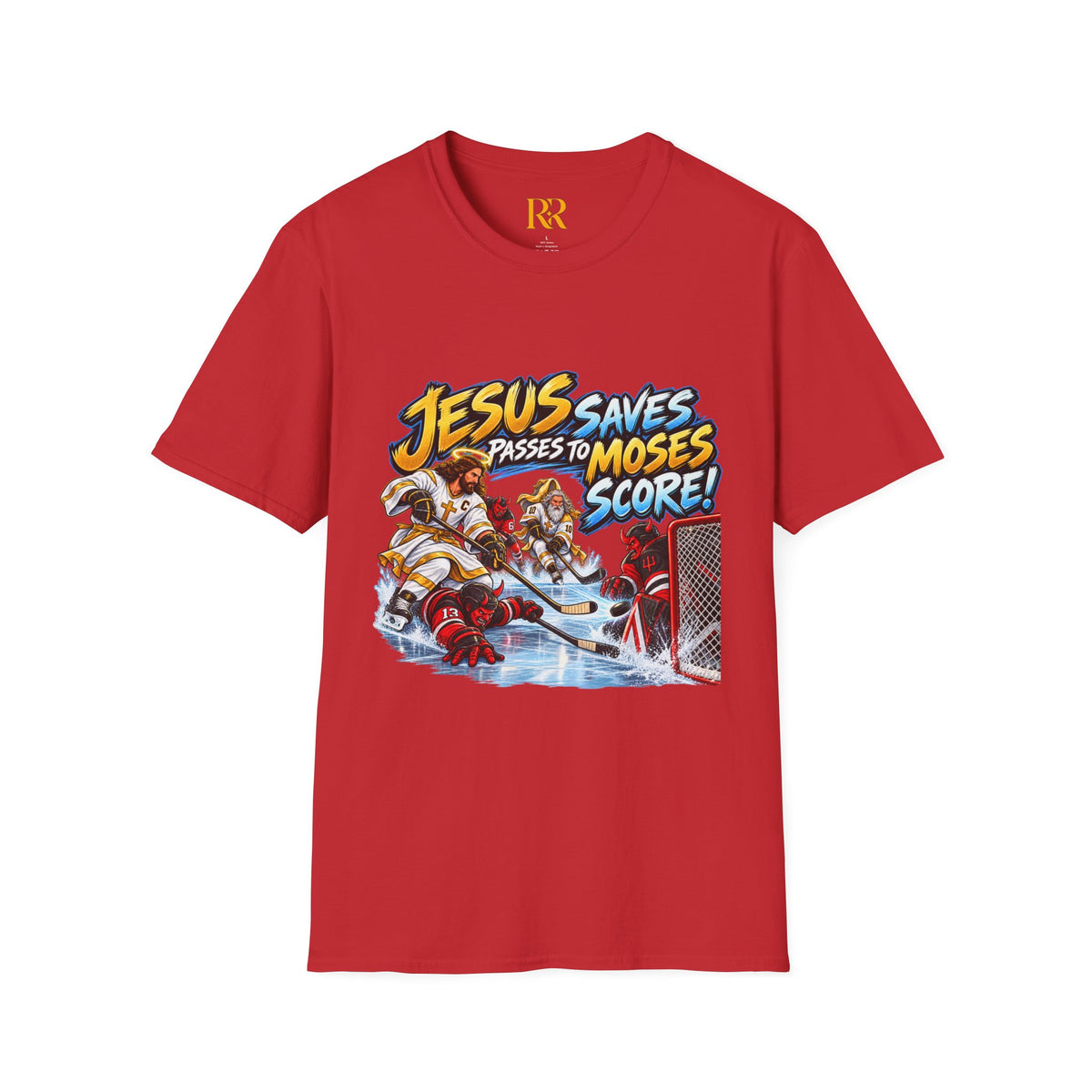Jesus Saves, Passes to Moses, Scores Christian Hockey T-Shirt