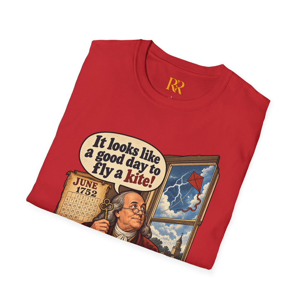 “It Looks Like a Good Day to Fly a Kite!” Benjamin Franklin Vintage T-Shirt