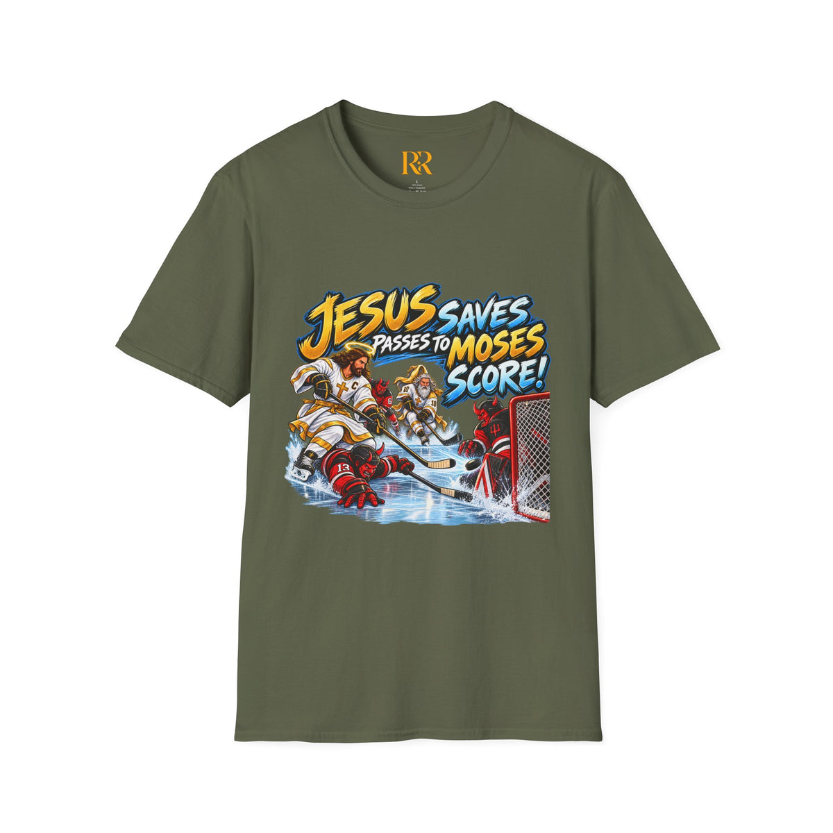 Jesus Saves, Passes to Moses, Scores Christian Hockey T-Shirt