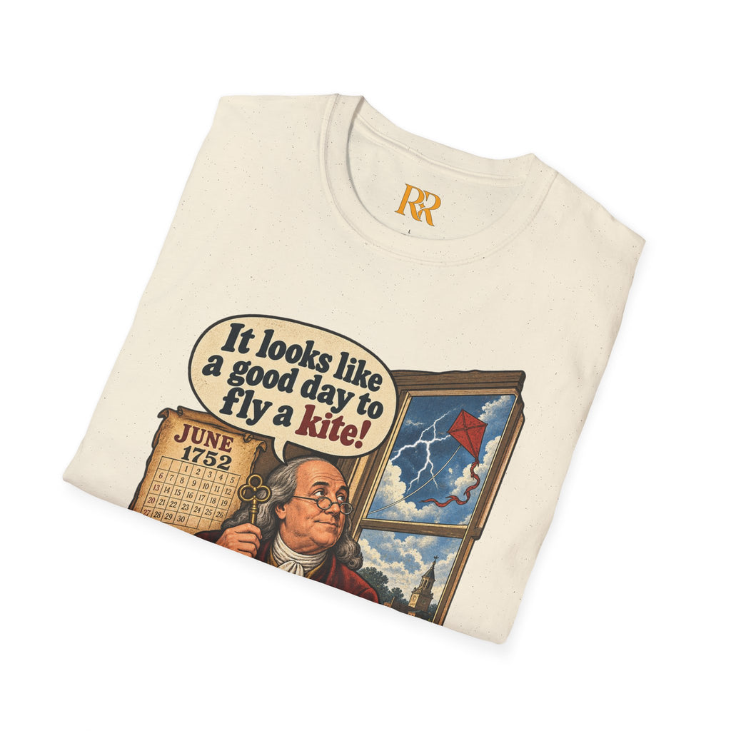 “It Looks Like a Good Day to Fly a Kite!” Benjamin Franklin Vintage T-Shirt