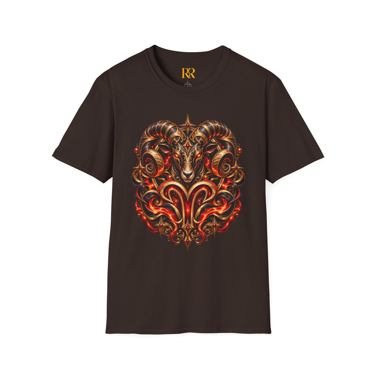 Aries Gothic Ram Skull T-Shirt – Dark Fantasy Zodiac Aries Design