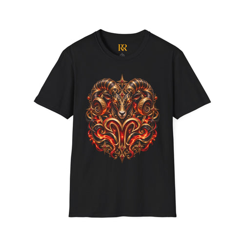 Aries Gothic Ram Skull T-Shirt – Dark Fantasy Zodiac Aries Design