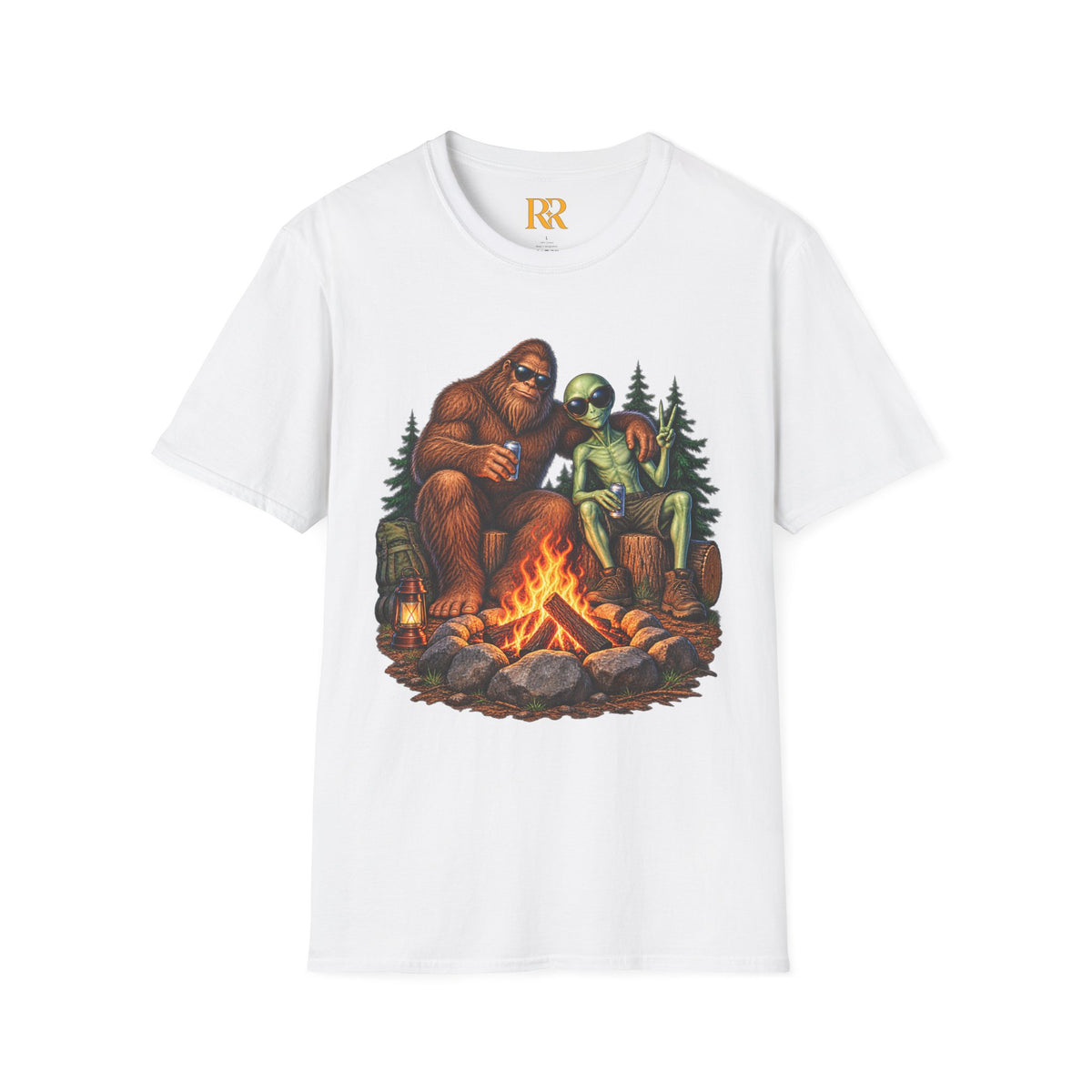 Bigfoot Camping Around the Campfire T-Shirt