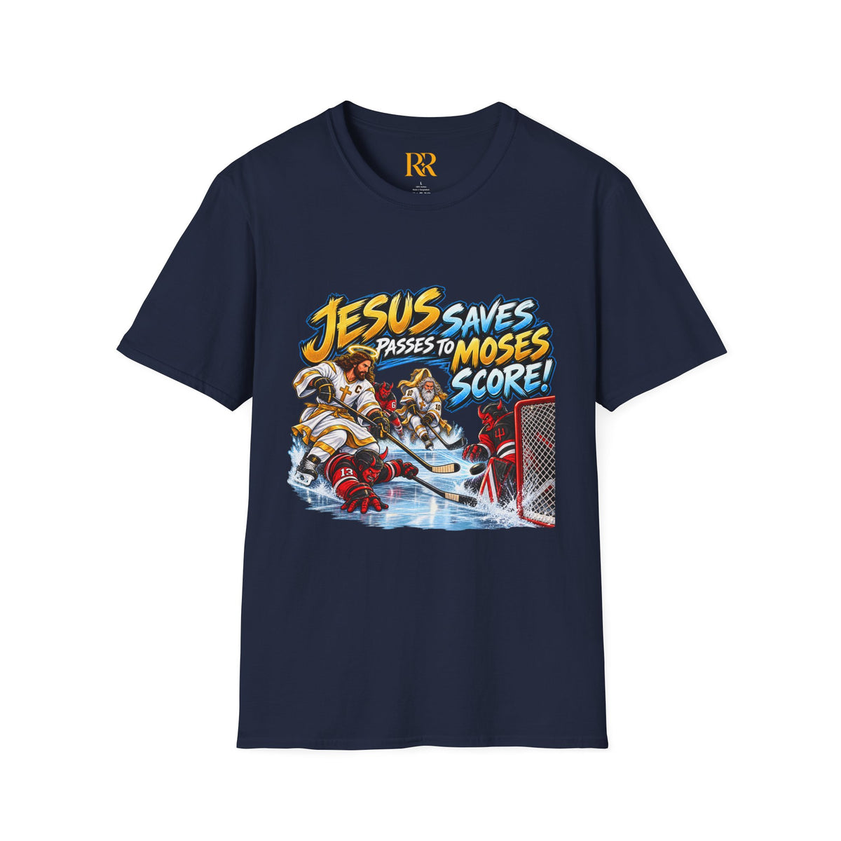 Jesus Saves, Passes to Moses, Scores Christian Hockey T-Shirt