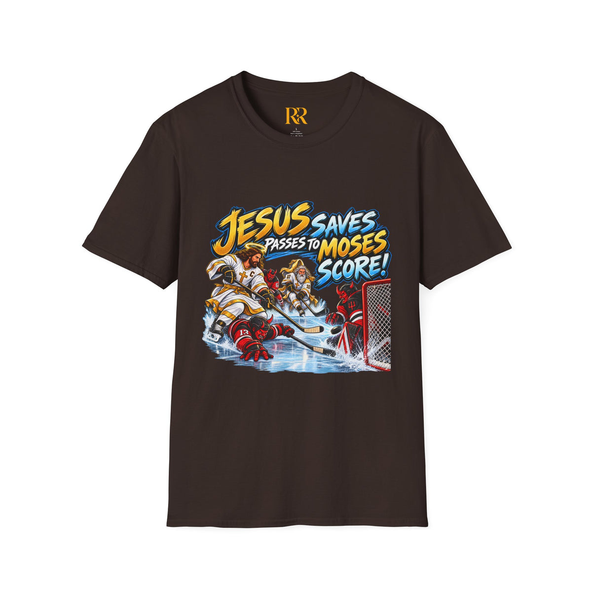 Jesus Saves, Passes to Moses, Scores Christian Hockey T-Shirt
