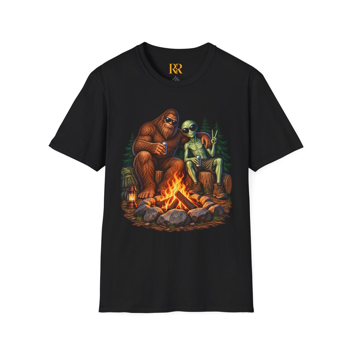 Bigfoot Camping Around the Campfire T-Shirt