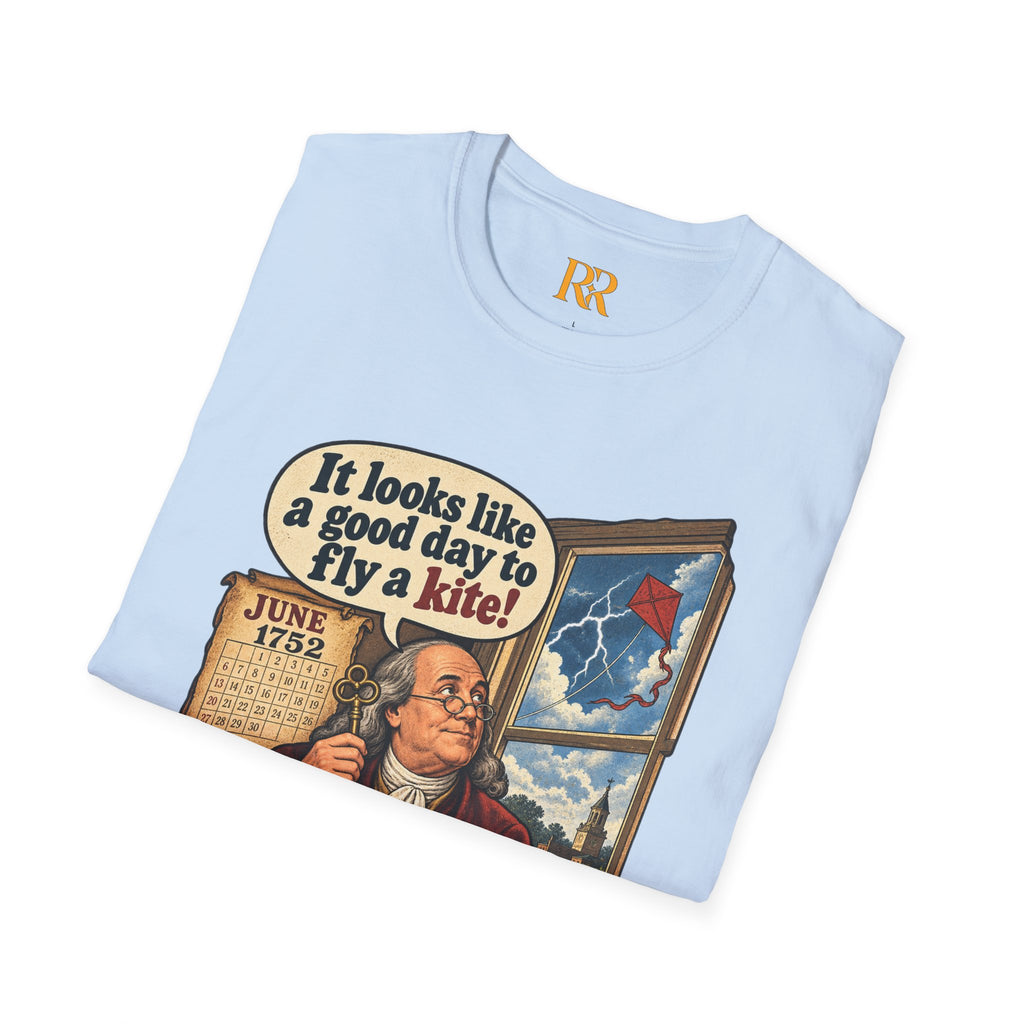 “It Looks Like a Good Day to Fly a Kite!” Benjamin Franklin Vintage T-Shirt